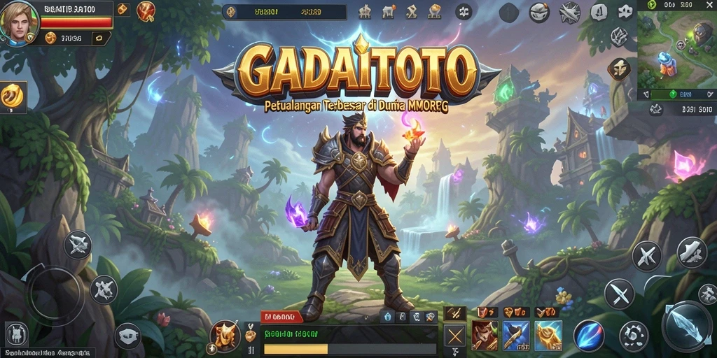 Tampilan gameplay yang epik dari GADAITOTO, menampilkan pertarungan seru dan lingkungan yang menakjubkan.