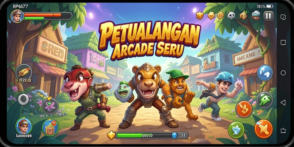 Tangkapan layar utama RP6677 menampilkan aksi seru gameplay Arcade.