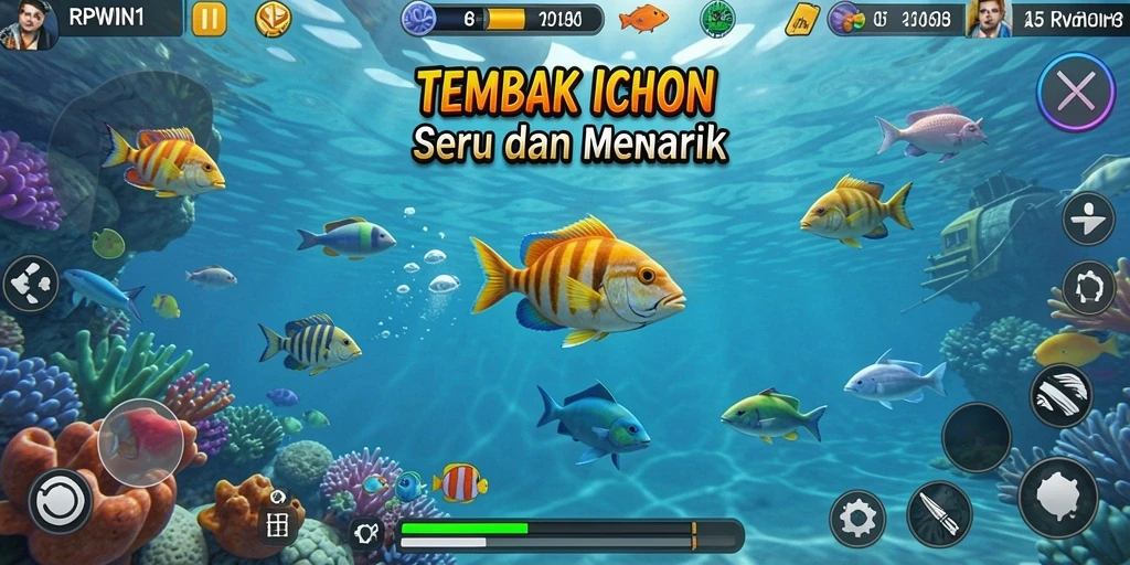 Screenshot RPWIN1 menampilkan momen seru saat menembak ikan.