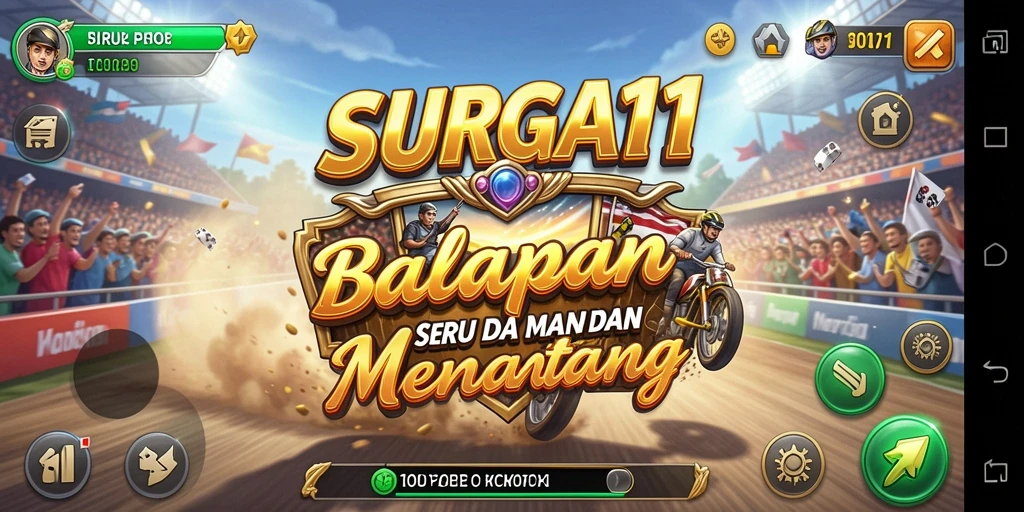Tampilan gameplay SURGA11 yang seru dan penuh aksi balapan.